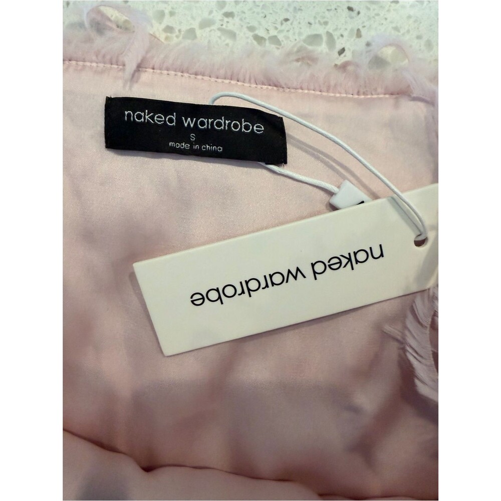 naked wardrobe Blush Pink Faux Fur Mini Skirt S - Picture 6 of 6